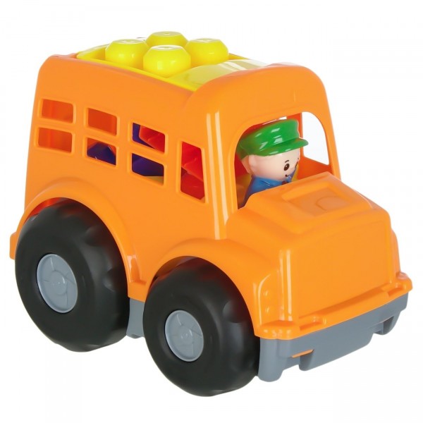 Tractor portocaliu + 7 cuburi mari 