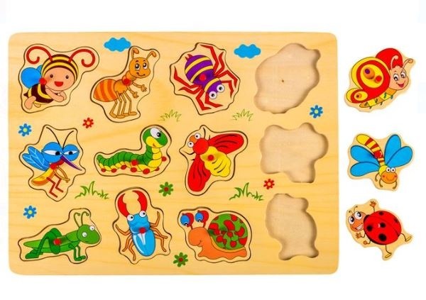 Puzzle din lemn - Insecte - Activitati pentru copii (3+)