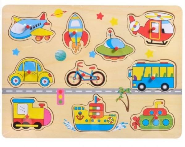 Puzzle din lemn - Mijloace de transport - Activitati pentru copii (3+)