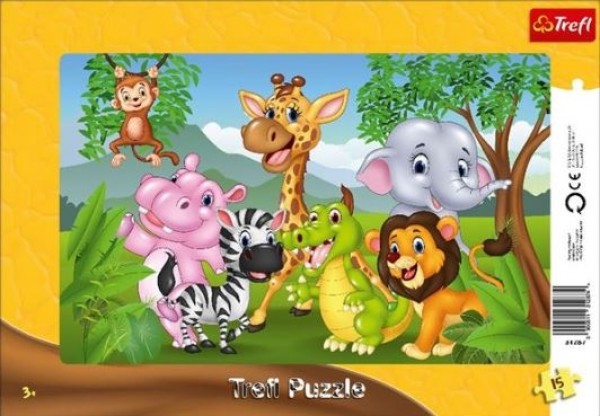 Puzzle, 7 Animale din jungla, 15 piese, Trefl - Activitati pentru copii (3+)
