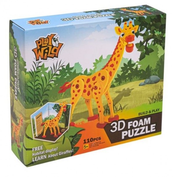 Puzzle din burete - Girafa 3D, 110 piese - Activitati pentru copii (5+)