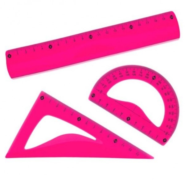 Set rigle, roz, 3 buc. (Rechizite pentru scoala)
