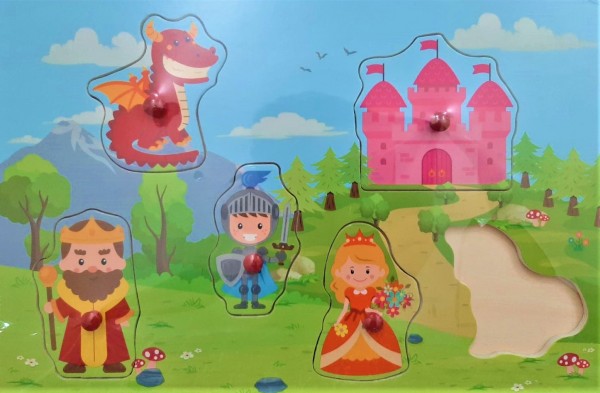 Puzzle din lemn - Castel, dragon... - Activitati pentru copii (3+)
