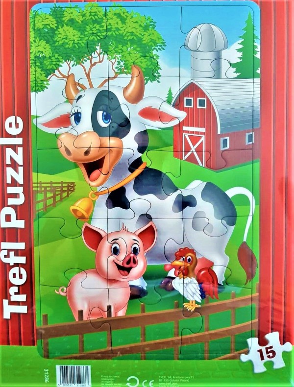 Puzzle - 3 animale de la Ferma, 15 piese, Trefl - Activitati pentru copii (3+)