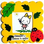 Rama foto lemn, buburuza, Zambeste, Dumnezeu te iubeste!