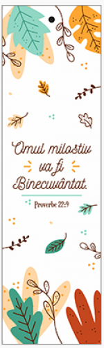 Semn de carte cu panglica portocalie - Verset: " Omul milostiv va fi binecuvântat." Proverb 22:9 [131] 