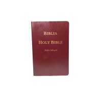 Biblia bilingva română engleză, vișinie, mărime medie spre mare, copertă carton flexibil, ediție economică