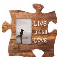 Rama foto din lemn, maro, Puzzle - LIVE LAUGH LOVE - 1 poza de 10x15cm