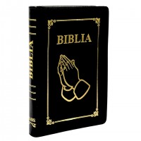 Biblia economica, marime mare, coperta piele ecologica, neagra, simbol maini in ruga, cuvintele lui Isus cu rosu [073 P]