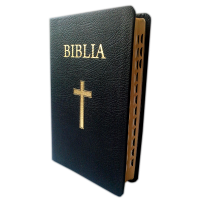 Biblia din piele, neagra, aurita, index, cu cruce [073 PI]