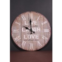 Ceas de perete rotund din lemn - Live, Laugh, Love (34cm) 