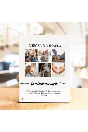 Ramă foto personalizată cu text și 6 poze – Povestea noastră