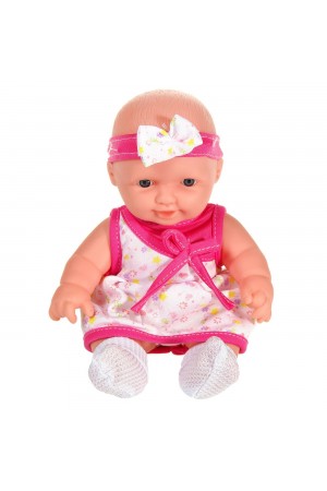 Papusa bebe rochie alba cu fundita - Jucarii pentru copii