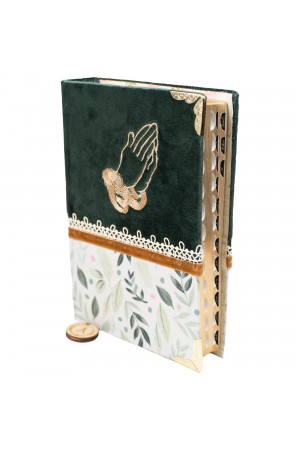 Biblia handmade, model 129, marime medie, coperta tare textila, margini aurii, index, cuv. lui Isus cu rosu [SI 057 HM]