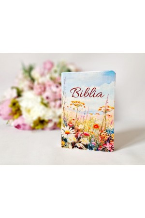 Biblia handmade, model 32, coperta de catifea, flexibila, marime medie, margini aurii, index, cuv. lui Isus cu rosu [SI 057 CAT]
