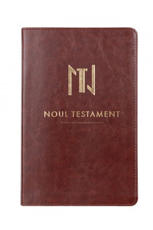 Noul Testament, editie J.F. Tipei, marime medie, coperta imitație piele, margini aurii, visinie, cuv. lui Isus cu rosu