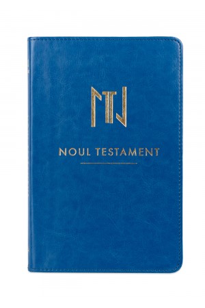 Noul Testament, editie J.F. Tipei, marime medie, coperta imitație piele, margini aurii, albastru, cuv. lui Isus cu rosu