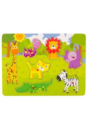 Puzzle din lemn - Animale Zoo - Activitati pentru copii (3+)