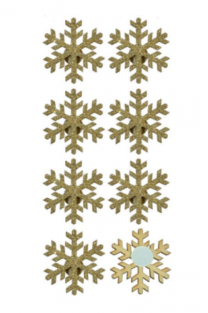 Autocolante decorative de Craciun - Fulgi de zapada, aurii, 8 buc.
