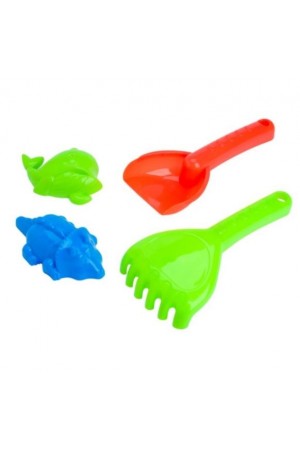 Set jucarii pentru nisip - Grebla si Lopata + 2 accesorii, 4 buc.