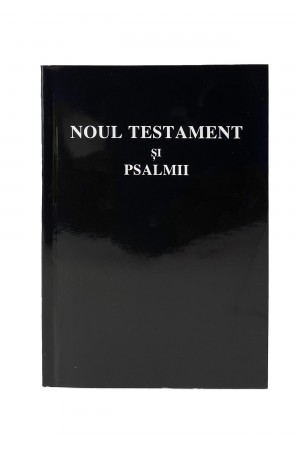 Noul Testament si Psalmii, marime mica, coperta flexibila, neagra, scris mare, cuv. lui Isus cu rosu