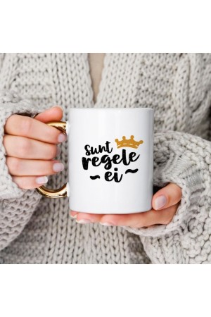 Cană cu mâner auriu personalizata  cu poză și nume – Cuplu