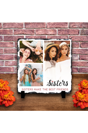 Placă ardezie personalizată cu 3 poze – Sisters