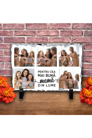 Placă ardezie personalizată cu 5 poze – MAMA