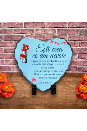 Placă ardezie personalizată cu text – Ziua Îndrăgostiților