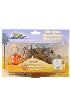 Figurine din plastic - Noe si o pereche de animale (8211)