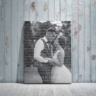 Tablou canvas personalizat cu poză, două nume și dată – Versurile melodiei preferate