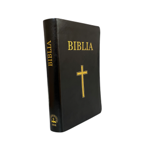 Biblia marime medie, piele ecologica, margini aurii, index, simbol cruce, cuv. lui Isus cu rosu [SI 055 TI]