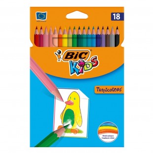 Set creioane colorate, din lemn, 18 bucati