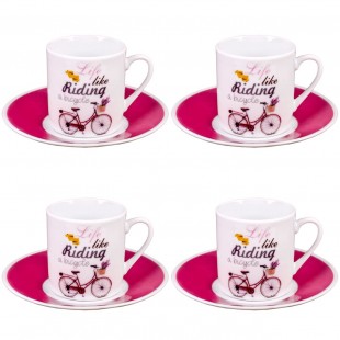 Set de cești de cafea, Life like riding a bicycle  70 ml (4 seturi)