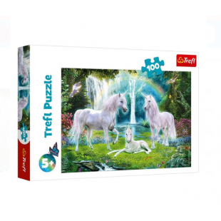 Puzzle Trefl - 3 Unicorni, 100 piese  - Activitati pentru copii (5+)