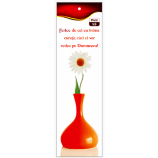  Semn de carte cu panglica rosie - Verset: "Ferice de cei cu inima curată, căci ei vor vedea pe Dumnezeu!" Matei 5:8 [84]