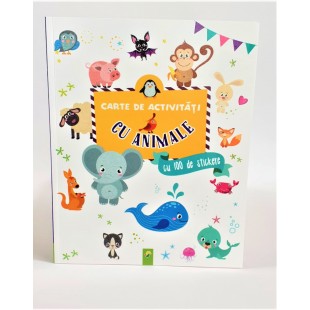 Carte de activitati cu animale, cu 100 de stickere - Carte cu activitati pentru copii (4+)