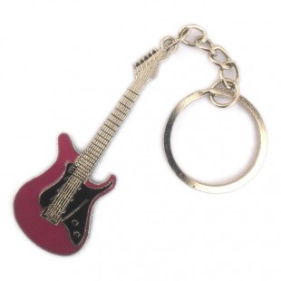 Breloc din metal- chitara (roz)