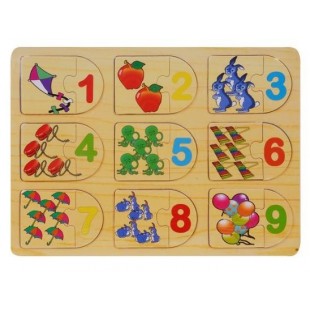 Puzzle din lemn - Numere - Activitati pentru copii (3+) (Model 2)