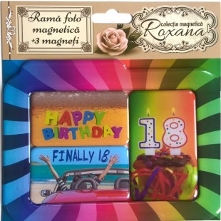 Rama foto magnetica + 3 magneti - Happy Birthday 18