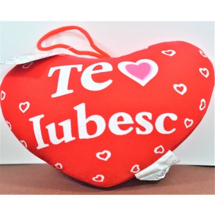 Agatatoare decorativa in forma de inima, rosie - Te Iubesc (14x10cm)