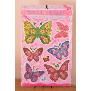 Fluturi decorativi 3D (set 6 buc) - model floricele diverse