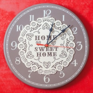 Ceas de perete rotund  gri inchis ( 30x30x3cm) -  Home sweet home