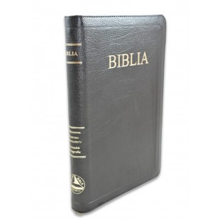 Biblie din piele, marime mare, fermoar, margini aurite, index, cuv. lui Isus cu rosu [SB 073 PFI]