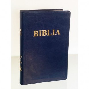 Biblia mare, imitatie piele, scris mare, bleumarin, aurita, fara fermoar, trad. Cornilescu [SB 073]
