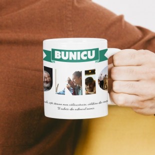Cană personalizată cu 6 poze si text – Bunicu