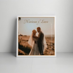 Tablou canvas personalizat cu verset biblic, două nume, poză și dată – Nunta
