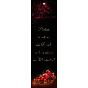 Semn de carte cu panglica neagră -  Verset: "Astăzi, în cetatea lui David, vi S-a născut un Mântuitor, care este Hristos, Domnul! " Luca 2:11