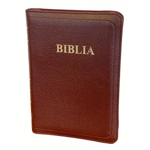 Biblia din piele, visinie 2, fermoar, index pe cotor, margini aurii, cuv. lui Isus cu rosu [057 ZTI]